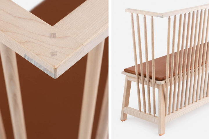 WHITE OILED ASH  (+ OPTIONAL SEAT PAD IN BROWN NATURAL GRAIN LEATHER)