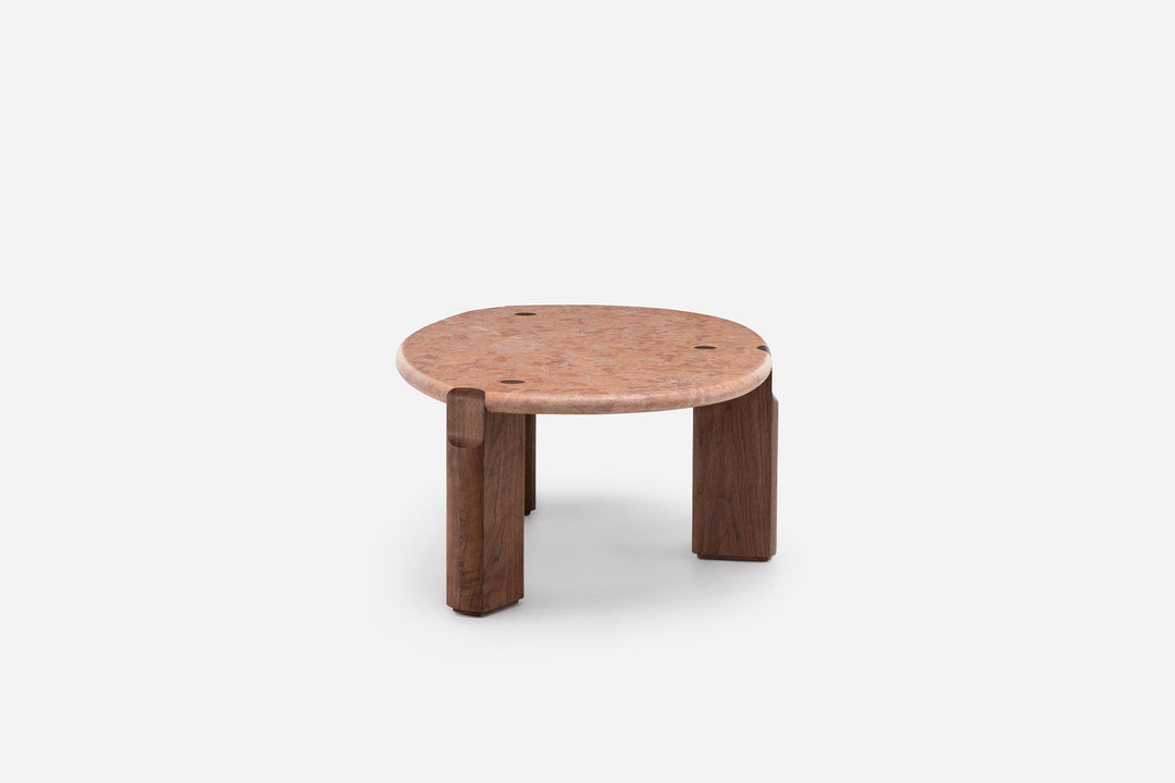 ROSA NEGRAIS MARBLE & DANISH OILED WALNUT (MODEL: SIM, H 40 CM)