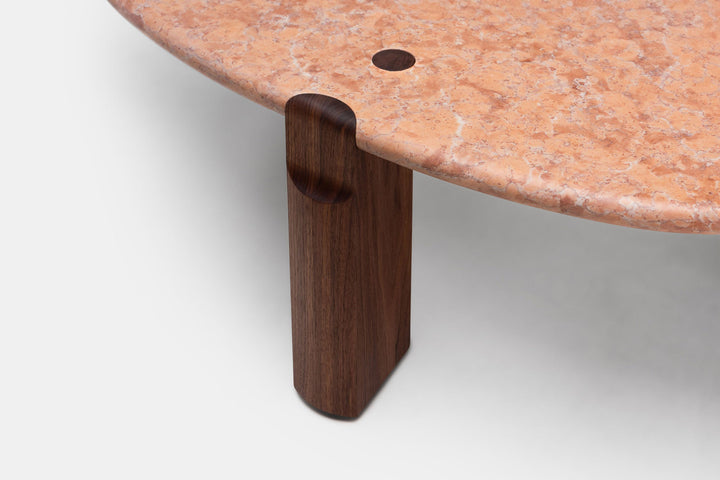 ROSA NEGRAIS MARBLE & DANISH OILED WALNUT (MODEL: SIM, H 40 CM)