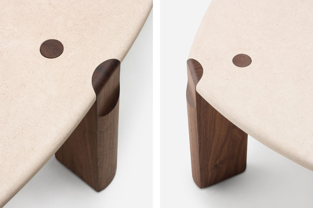 ATAIJA CREME LIMESTONE & DANISH OILED WALNUT (MODEL: MJM, H 45 CM)