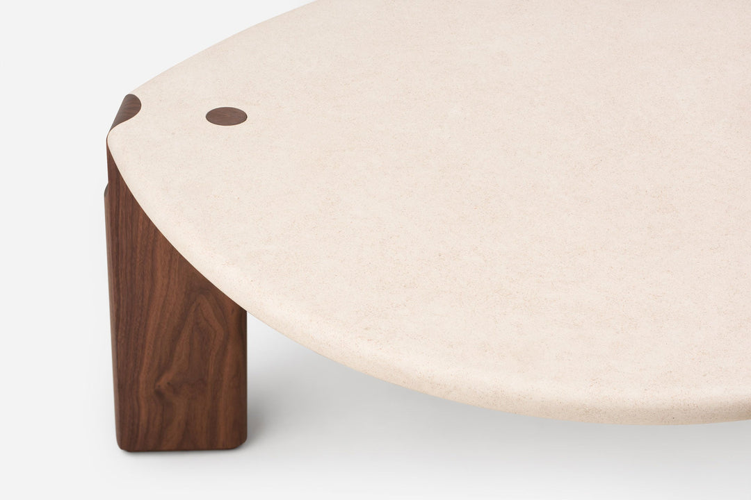 ATAIJA CREME LIMESTONE & DANISH OILED WALNUT (MODEL: MJM, H 45 CM)