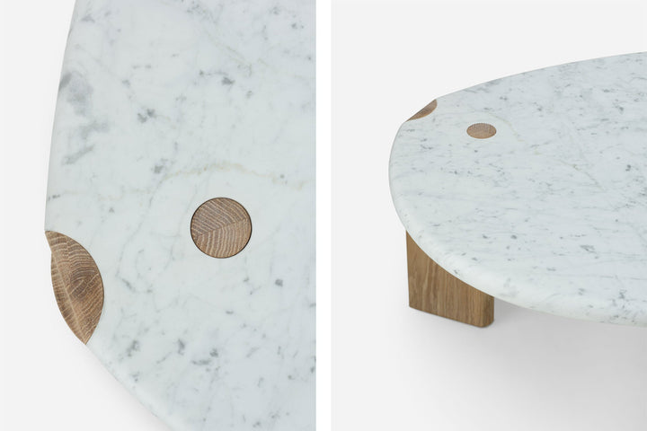 CARRARA MARBLE & WHITE OILED OAK (MODEL: SIM, H 40 CM)