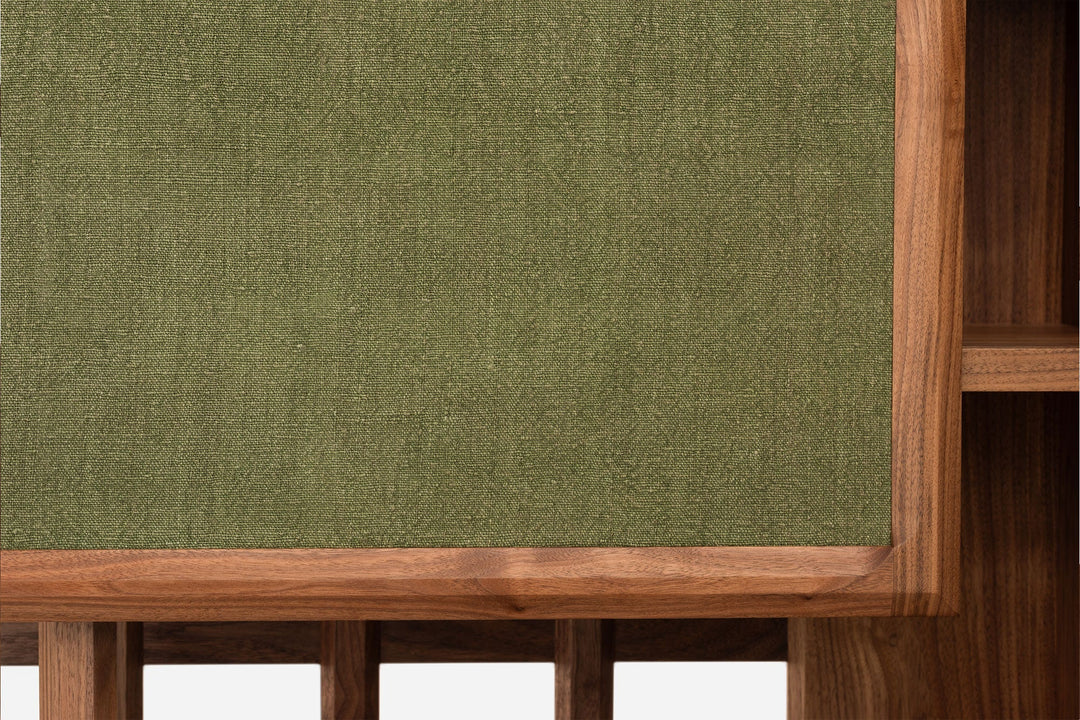 DANISH OILED WALNUT & GREEN FLORES TEXTILE LINEN