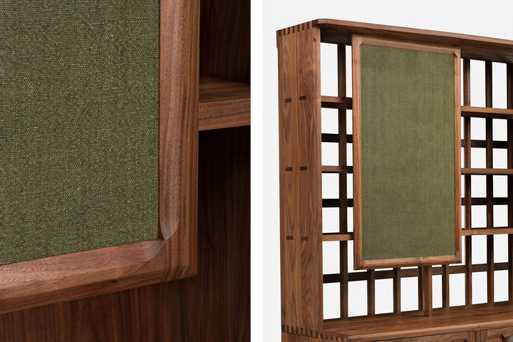 DANISH OILED WALNUT & GREEN FLORES TEXTILE LINEN