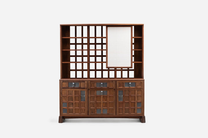 DANISH OILED WALNUT & GREY CERAMIC & NATURAL WHITE FLORES LINEN TEXTILE (MODEL: MF)