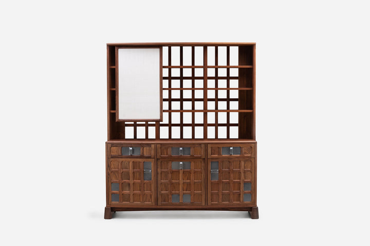 DANISH OILED WALNUT & GREY CERAMIC & NATURAL WHITE FLORES LINEN TEXTILE (MODEL: MF)