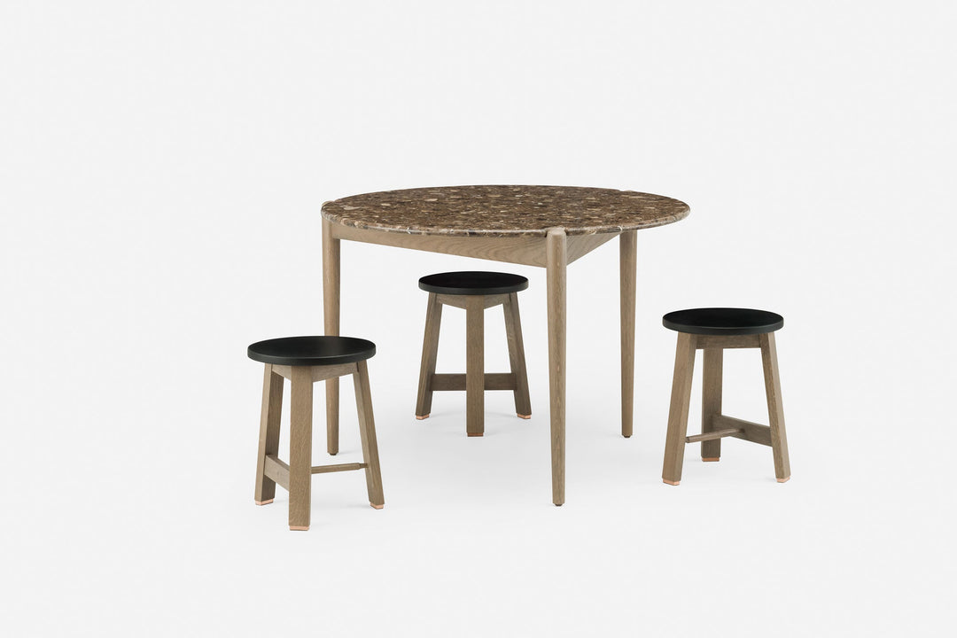 OXIDISED OAK & CASTANHO TERRAZZO (+ 441S UPHOLSTERED STOOL)