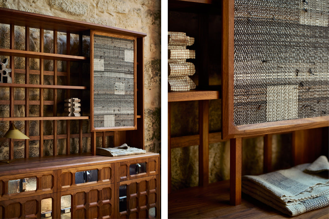 DANISH OILED WALNUT & GREY CERAMIC & CATARINA RICCABONA PANELS (MODEL: LFN)