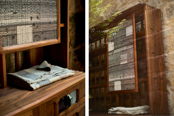 DANISH OILED WALNUT & GREY CERAMIC & CATARINA RICCABONA PANELS (MODEL: LFN)