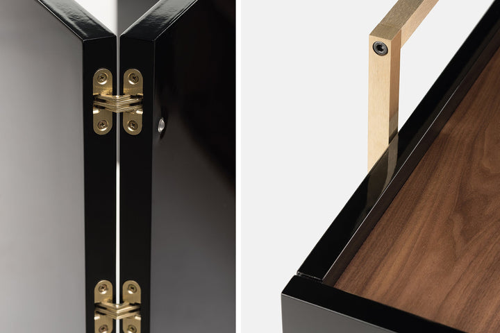DANISH OILED WALNUT & BLACK GLOSS HDF & BRUSHED BRASS